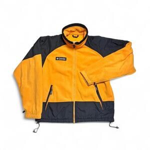 Columbia Sportswear 90s Vintage Yellow Black Colorblock Fleece Jacket Medium